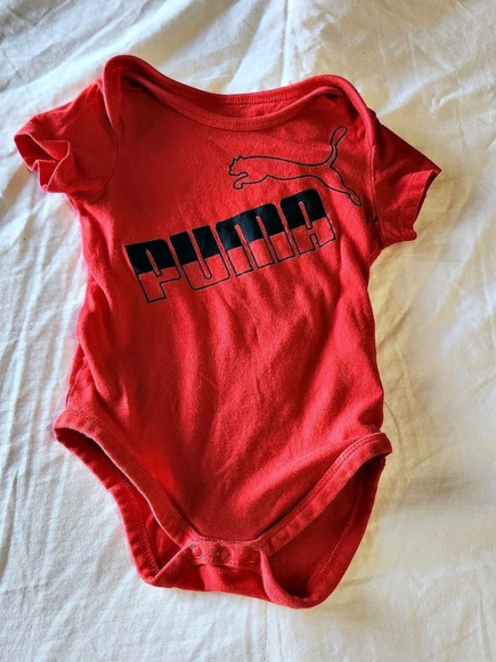Puma Infant Short Sleeve Logo Bodysuit Red 6-9M